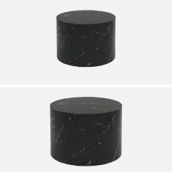 Set van 2 ronde bijzettafels met marmerlook