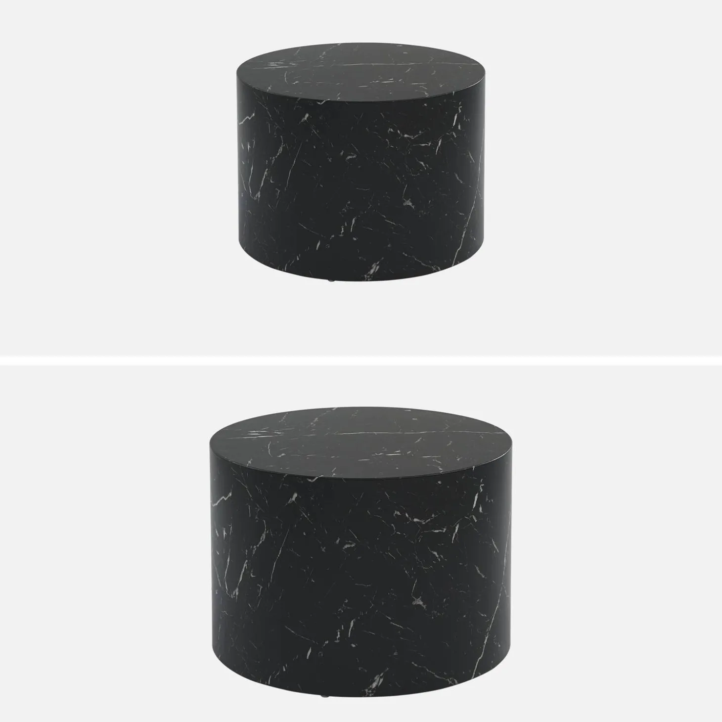 Set van 2 ronde bijzettafels met marmerlook
