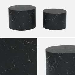 Set van 2 ronde bijzettafels met marmerlook
