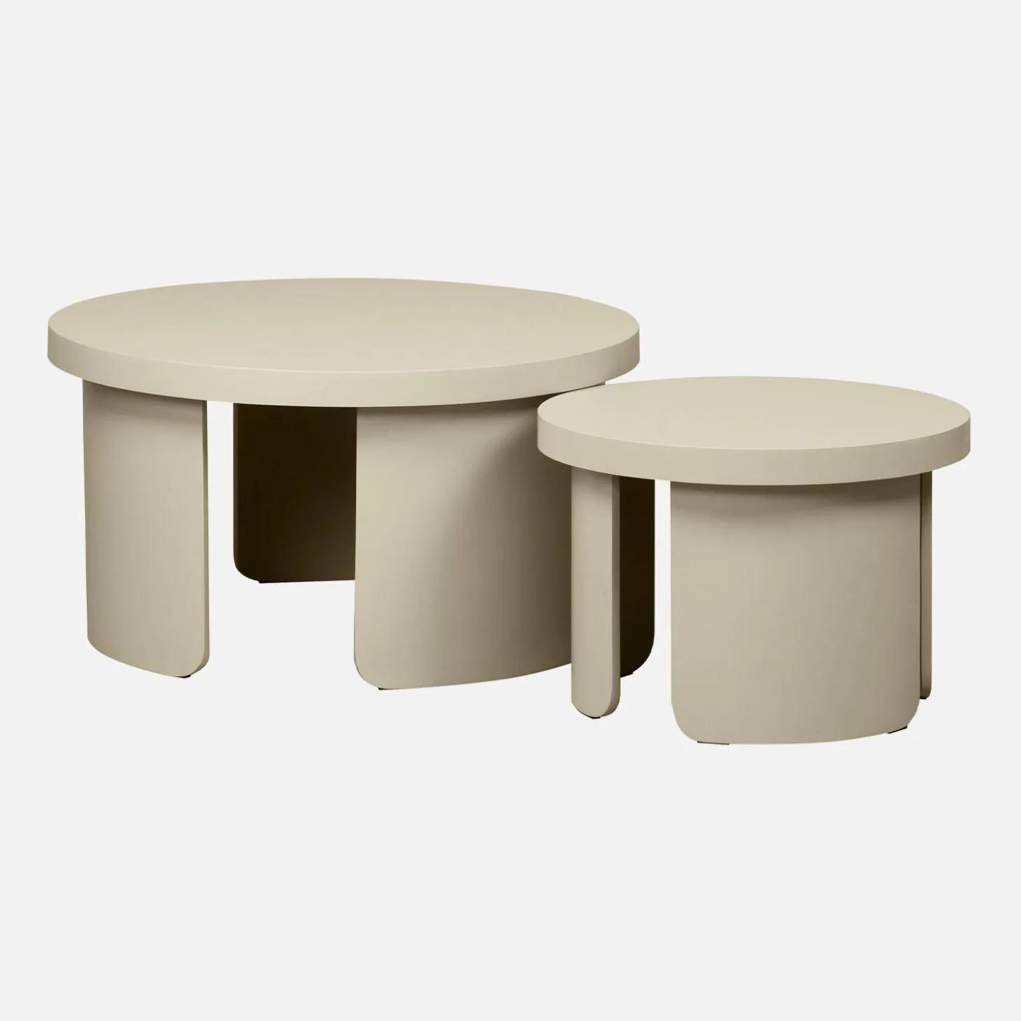 Set van 2 ronde nesttafels, salontafel