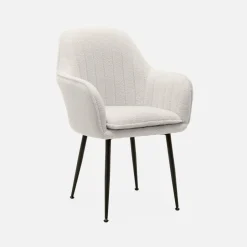 Set van 4 stoelen in bouclé met metalen poten