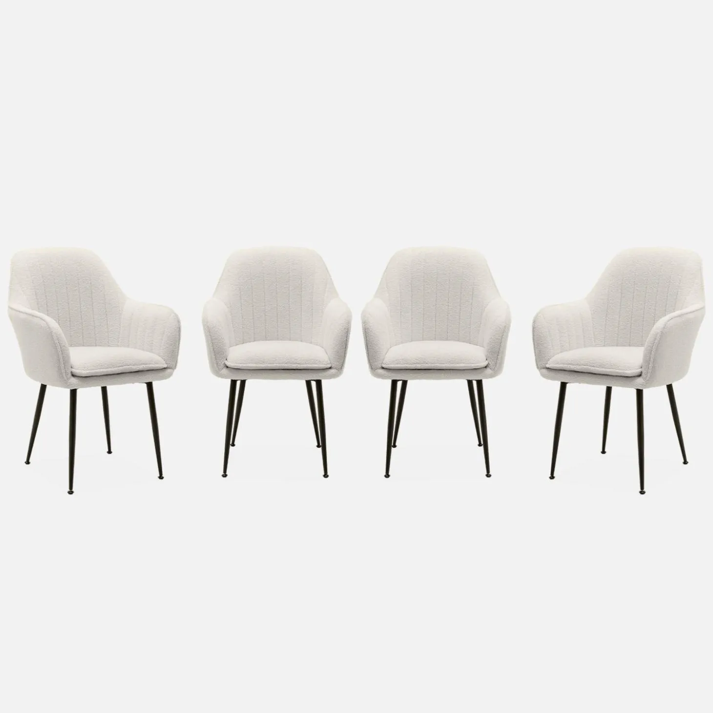 Set van 4 stoelen in bouclé met metalen poten