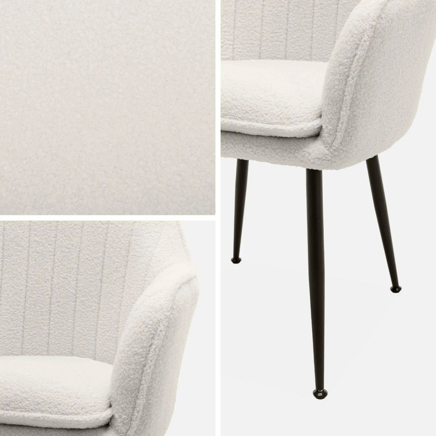 Set van 4 stoelen in bouclé met metalen poten
