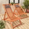Set van twee houten strandstoelen