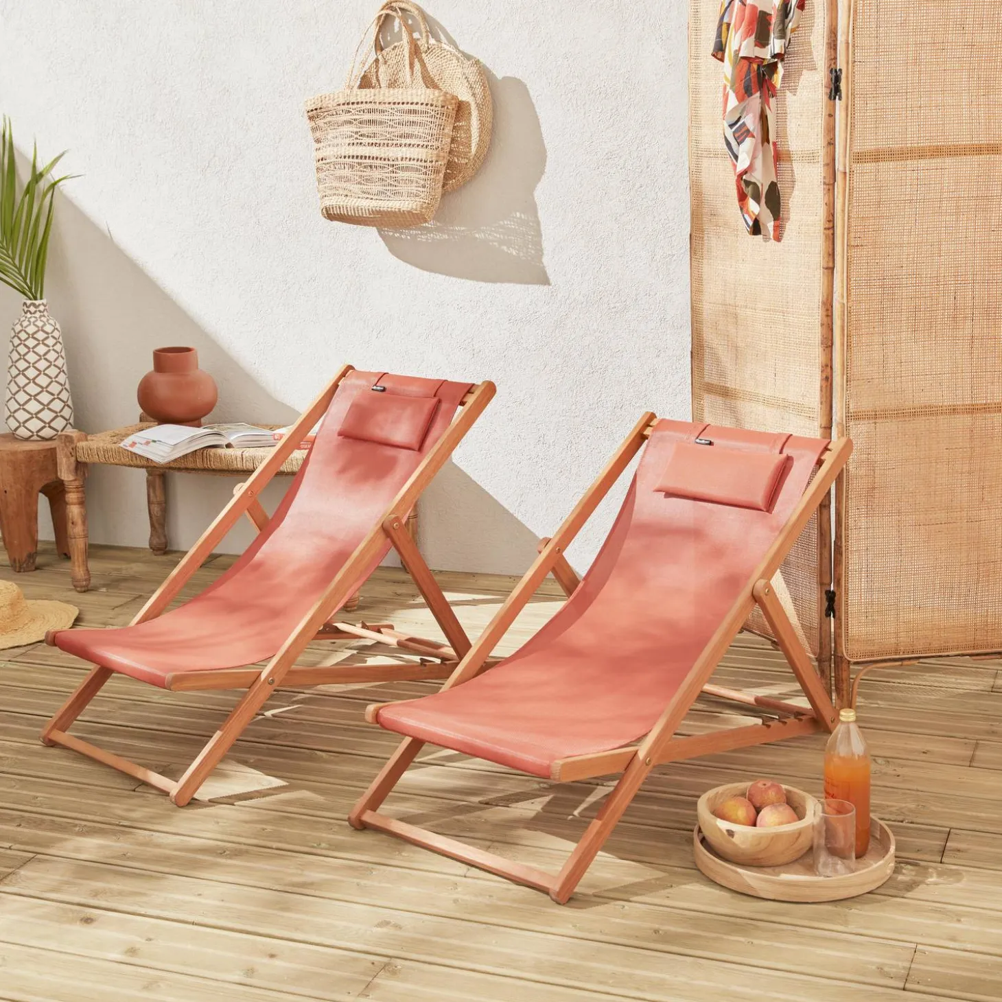 Set van twee textileen strandstoelen