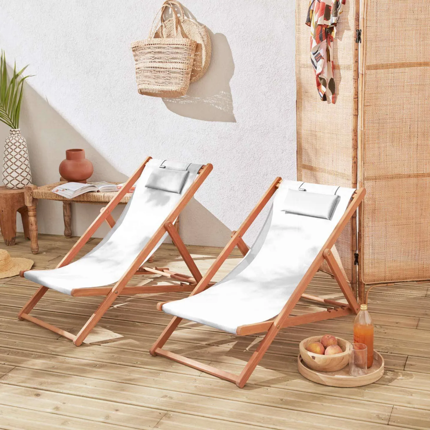 Set van twee textileen strandstoelen