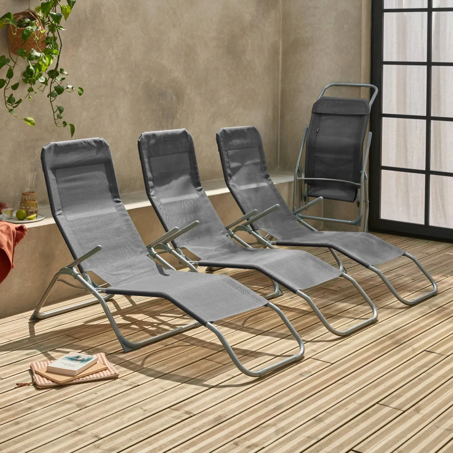 Set van 4 verstelbare tuinstoelen - Levito
