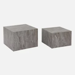 Set van 2 vierkante salontafels met marmereffect