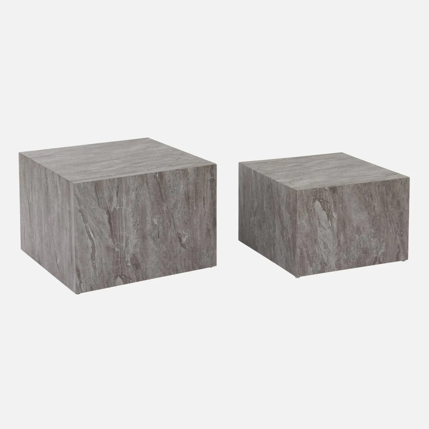 Set van 2 vierkante salontafels met marmereffect