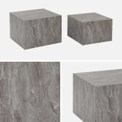 Set van 2 vierkante salontafels met marmereffect