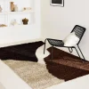 Shaggy binnenkleed met geometrische patronen in ecru beige, bruin en zwart