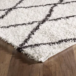 Shaggy geruit binnenkleed, Berberse stijl, wit en zwart