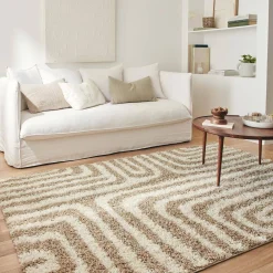 Shaggy vloerkleed met geometrisch patroon beige