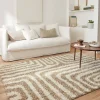 Shaggy vloerkleed met geometrisch patroon beige