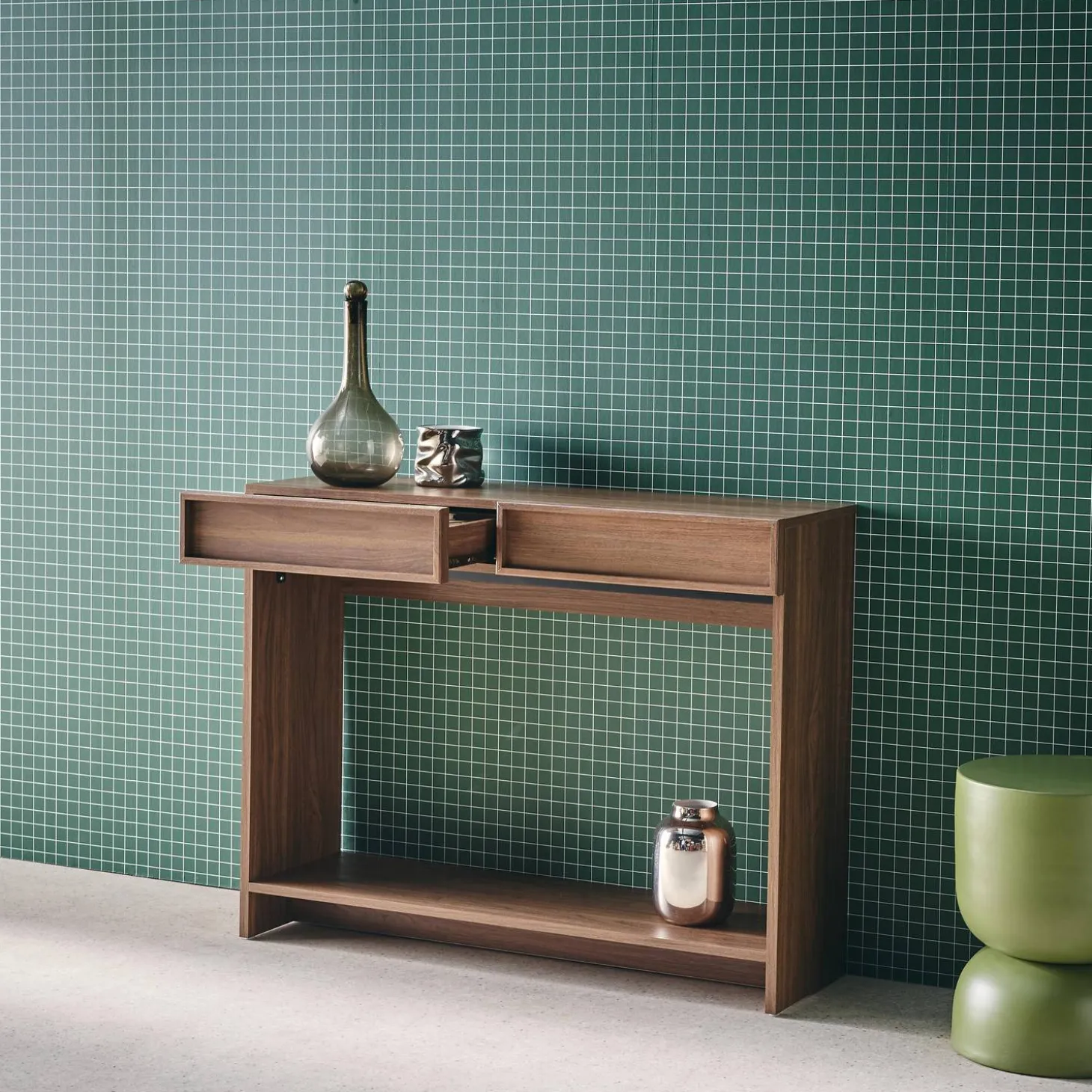 Sidetable houteffect 2 lades en plank