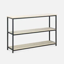 Sidetable metaal 3 planken houtdecor 120cm