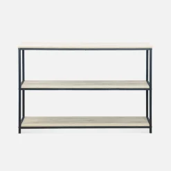 Sidetable metaal 3 planken houtdecor 120cm