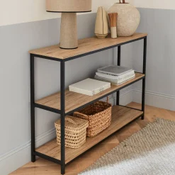 Sidetable metaal 3 planken houtdecor 120cm