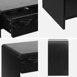 Sidetable met 2 laden en 1 plank, afgerond houteffect