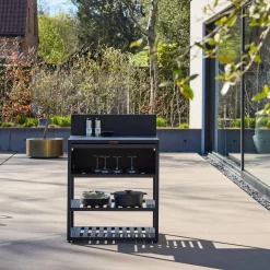 Stalen buitenkeukenmodule met 1 klep 2 planken L80cm