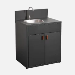 Stalen buitenkeukenmodule met gootsteen en 2 deuren L80cm