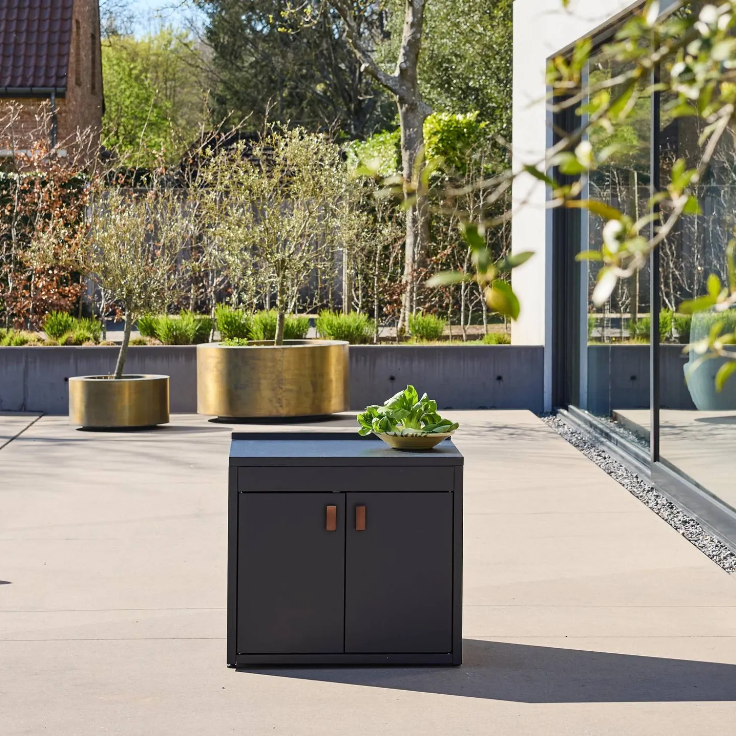 Stalen buitenkeukenmodule met 2 deuren L75cm