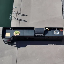 Stalen buitenkeuken 6 modules met gasbarbecue 4 branders