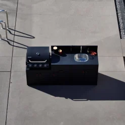 Stalen buitenkeuken 3 modules met gasbarbecue 4 branders