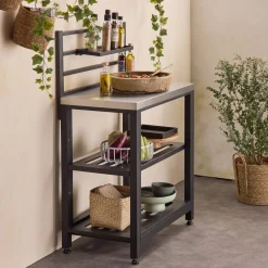 Stalen module buitenkeuken, 80 cm breed met 2 opbergplanken