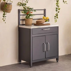 Stalen module buitenkeuken 1 lade en 2 deuren met ophangrooster, 80 cm breed