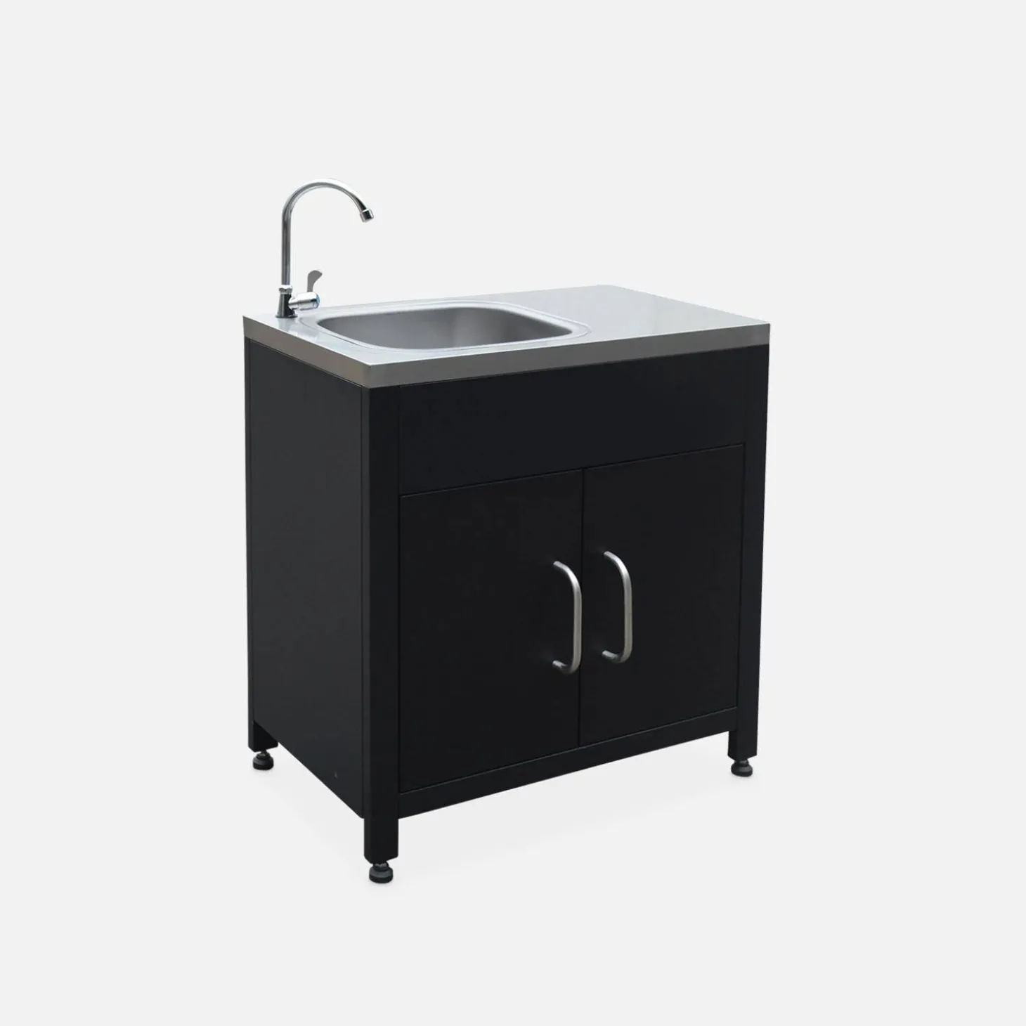 Stalen module buitenkeuken met gootsteen, 80cm breed