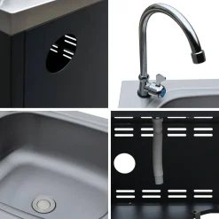 Stalen module buitenkeuken met gootsteen, 80cm breed