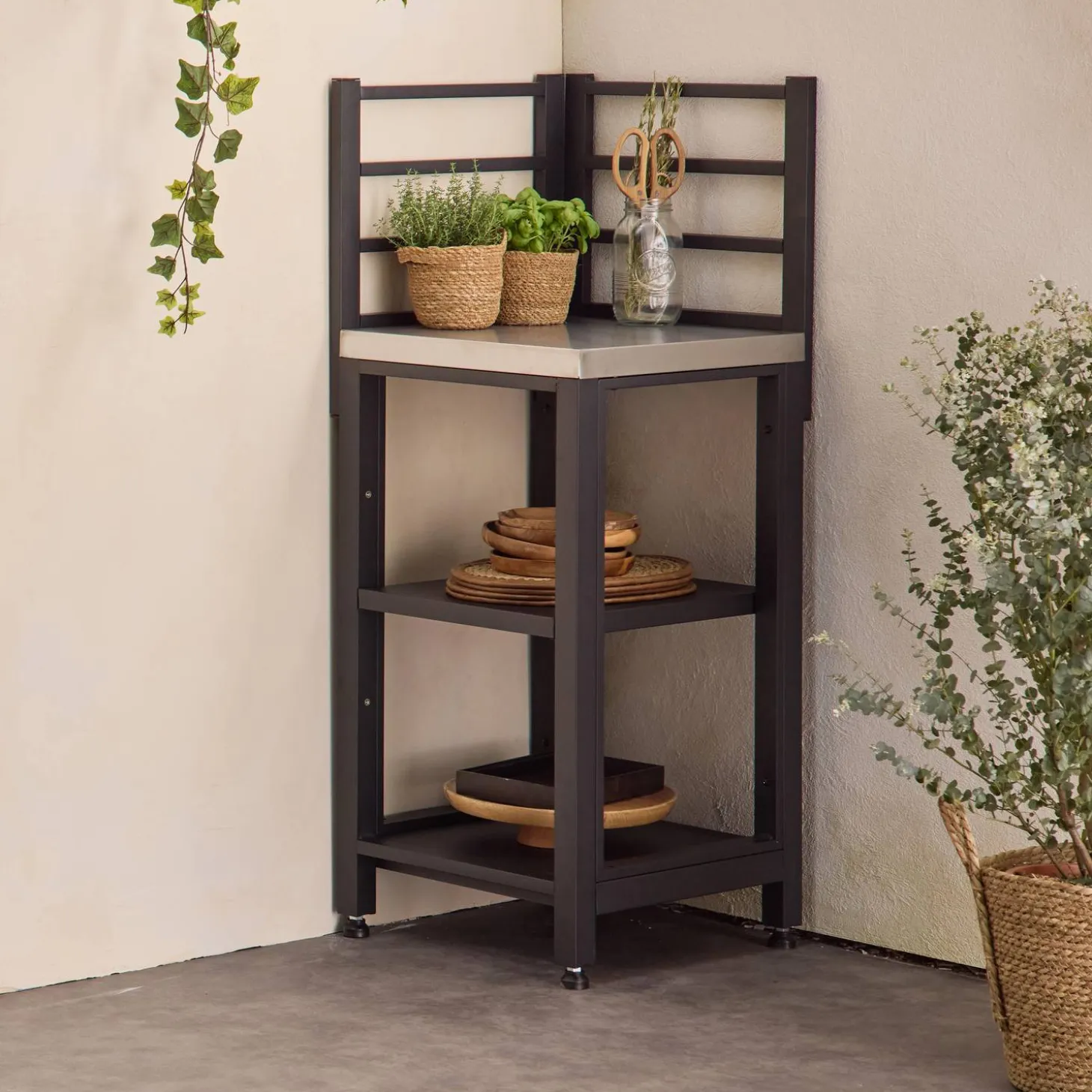 Stalen module buitenkeuken 2 planken, 48,5 cm breed