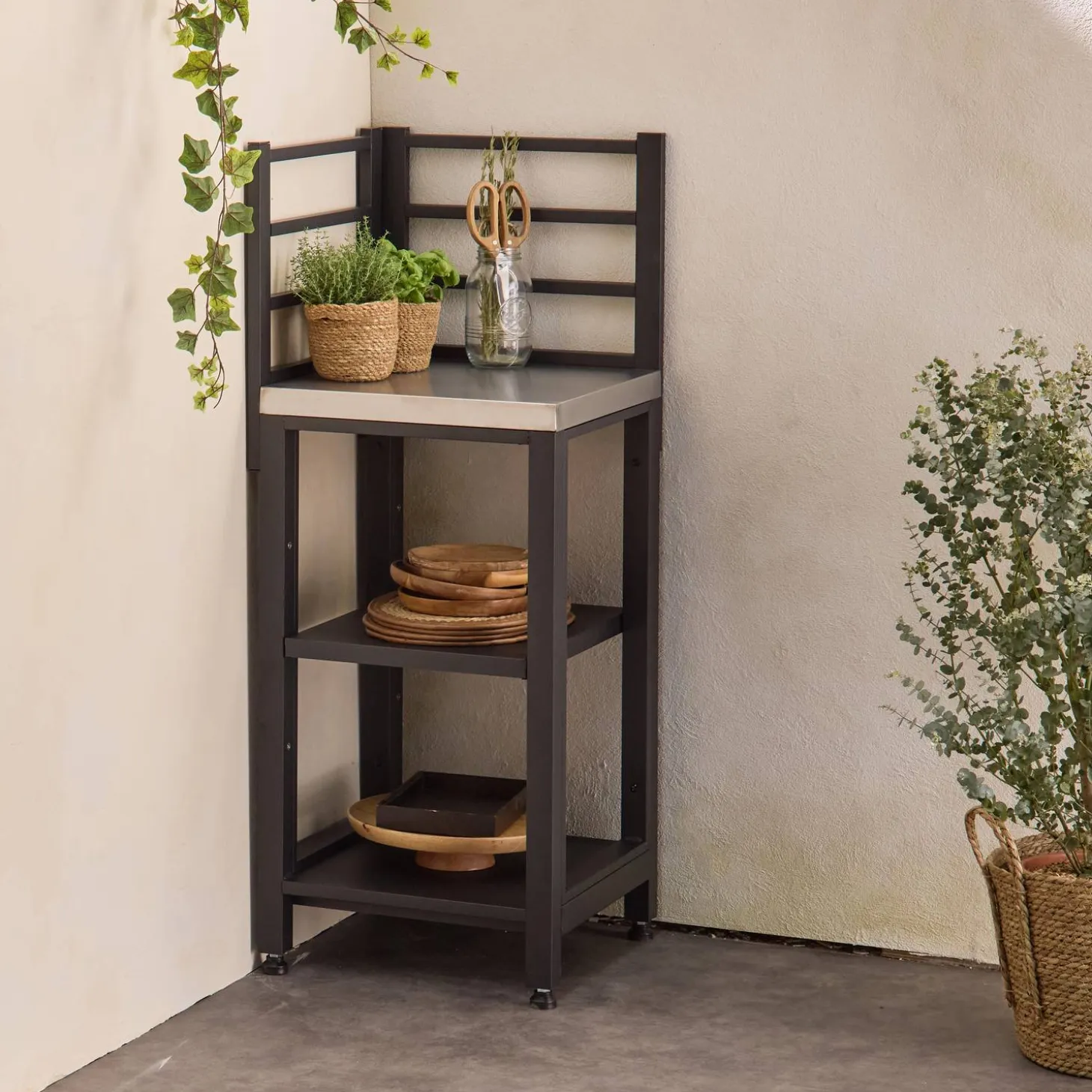 Stalen module buitenkeuken 2 planken, 48,5 cm breed