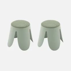 Stapelbare kinderkrukjes met textuur bouclé (set van 2)