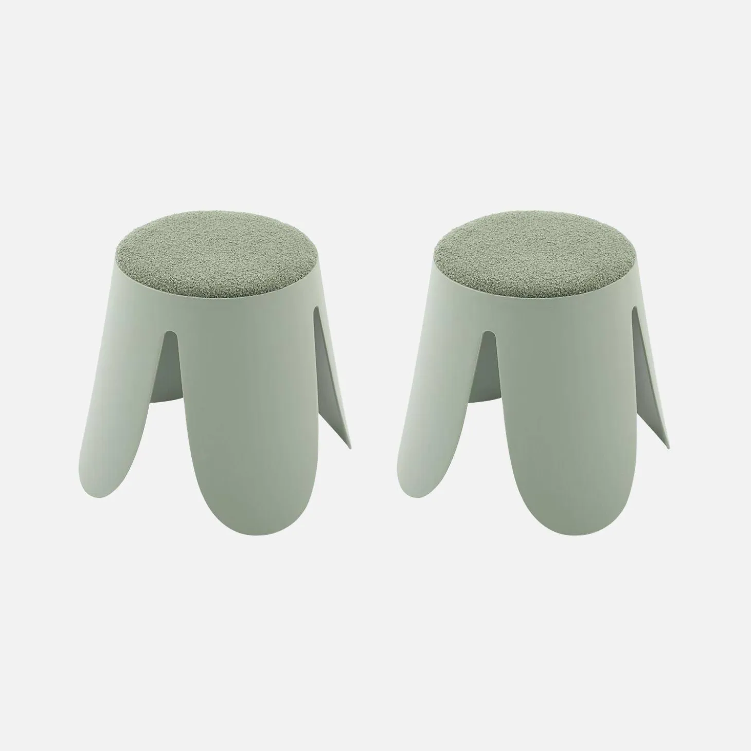 Stapelbare kinderkrukjes met textuur bouclé (set van 2)