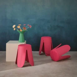 Stapelbare kruk in kunstleer (set van 4)