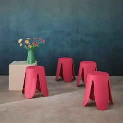 Stapelbare kruk in kunstleer (set van 4)