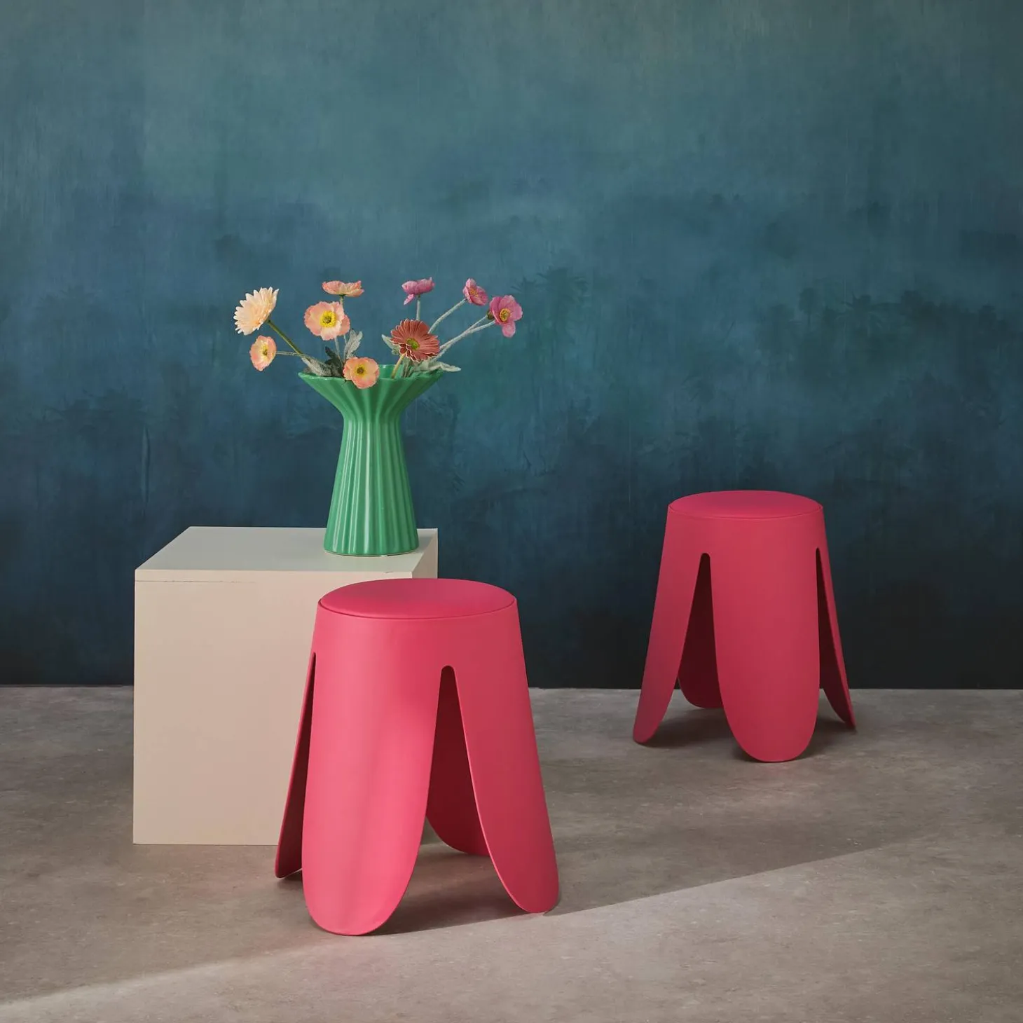 Stapelbare kruk in kunstleer (set van 2)