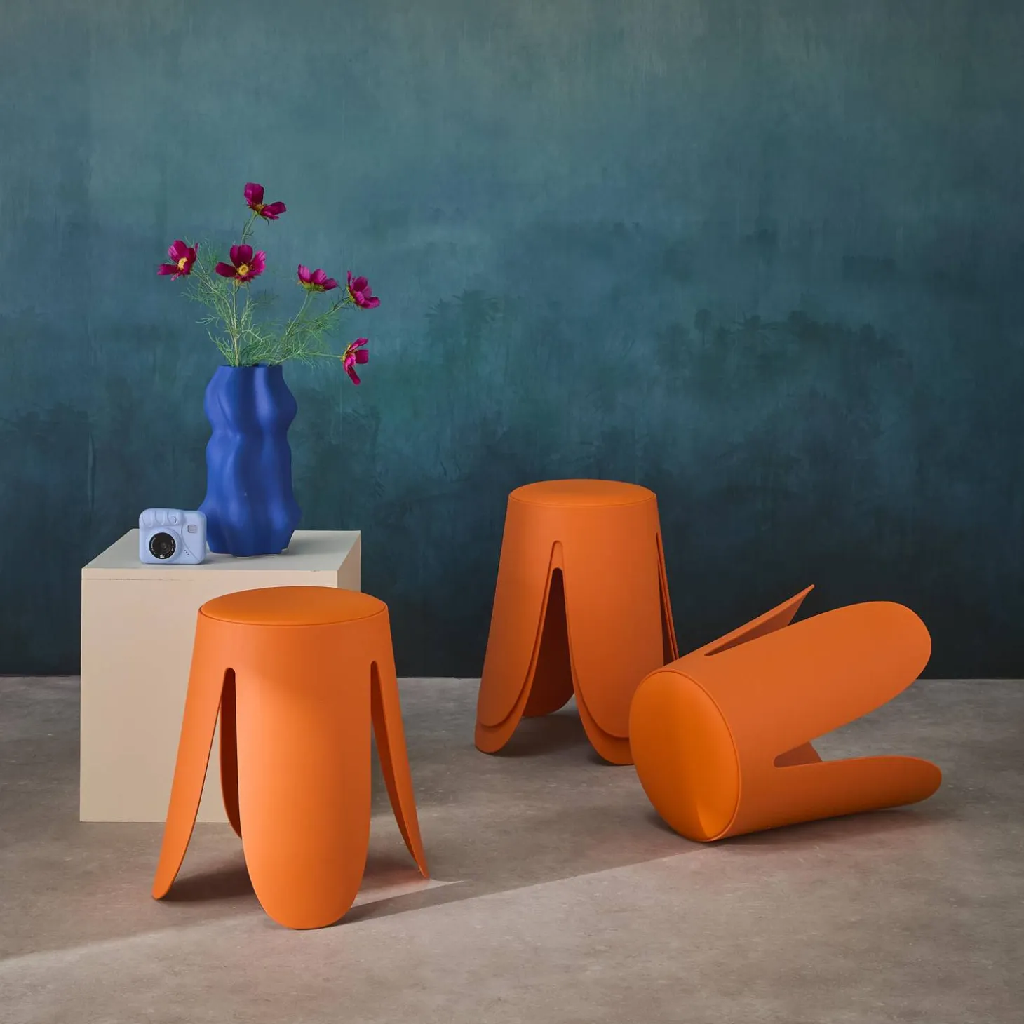 Stapelbare kruk in kunstleer (set van 4)
