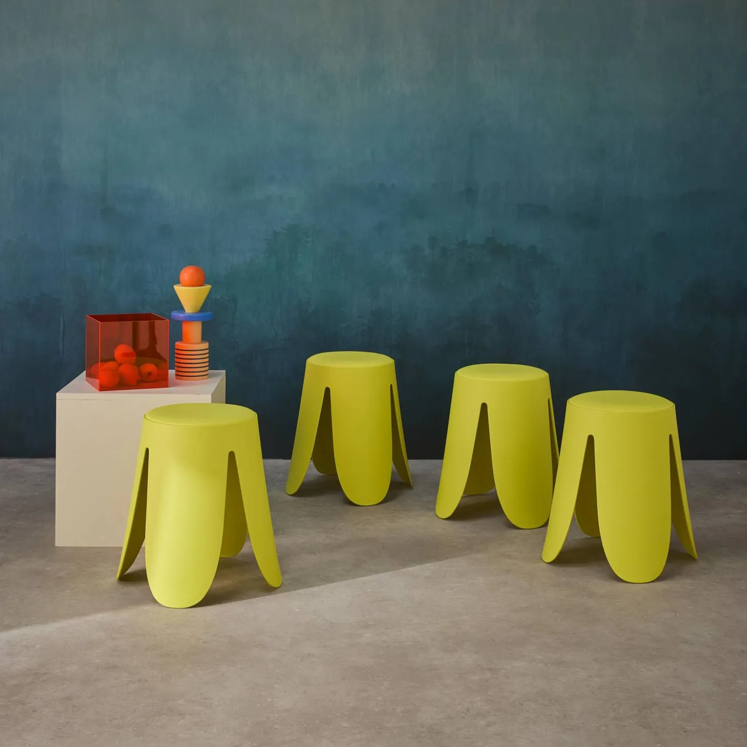 Stapelbare kruk in kunstleer (set van 4)