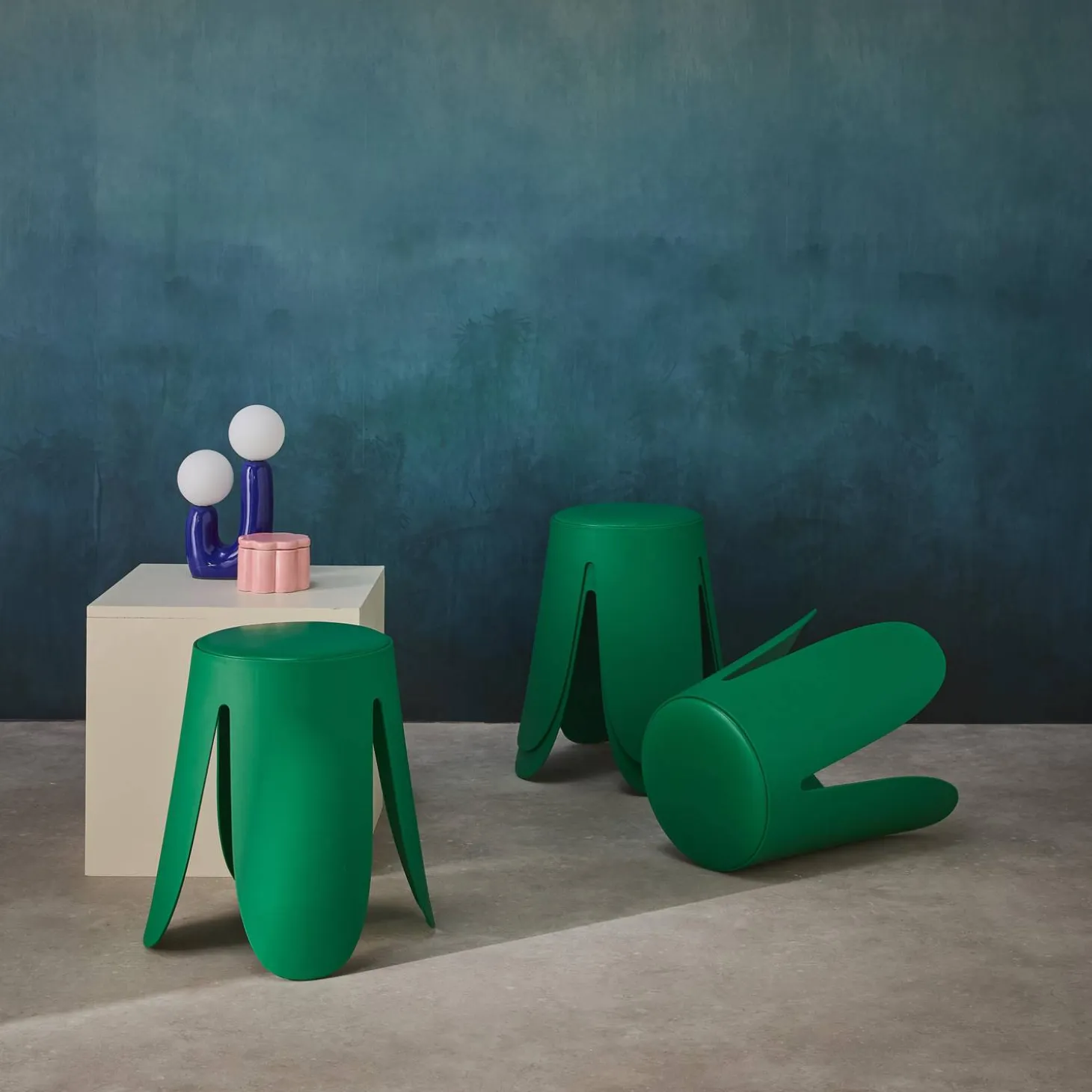 Stapelbare kruk in kunstleer (set van 4)
