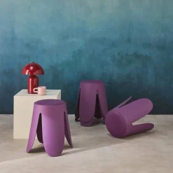 Stapelbare kruk in kunstleer (set van 4)