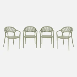Stapelbare tuinstoelen met touw-effect (set van 4)