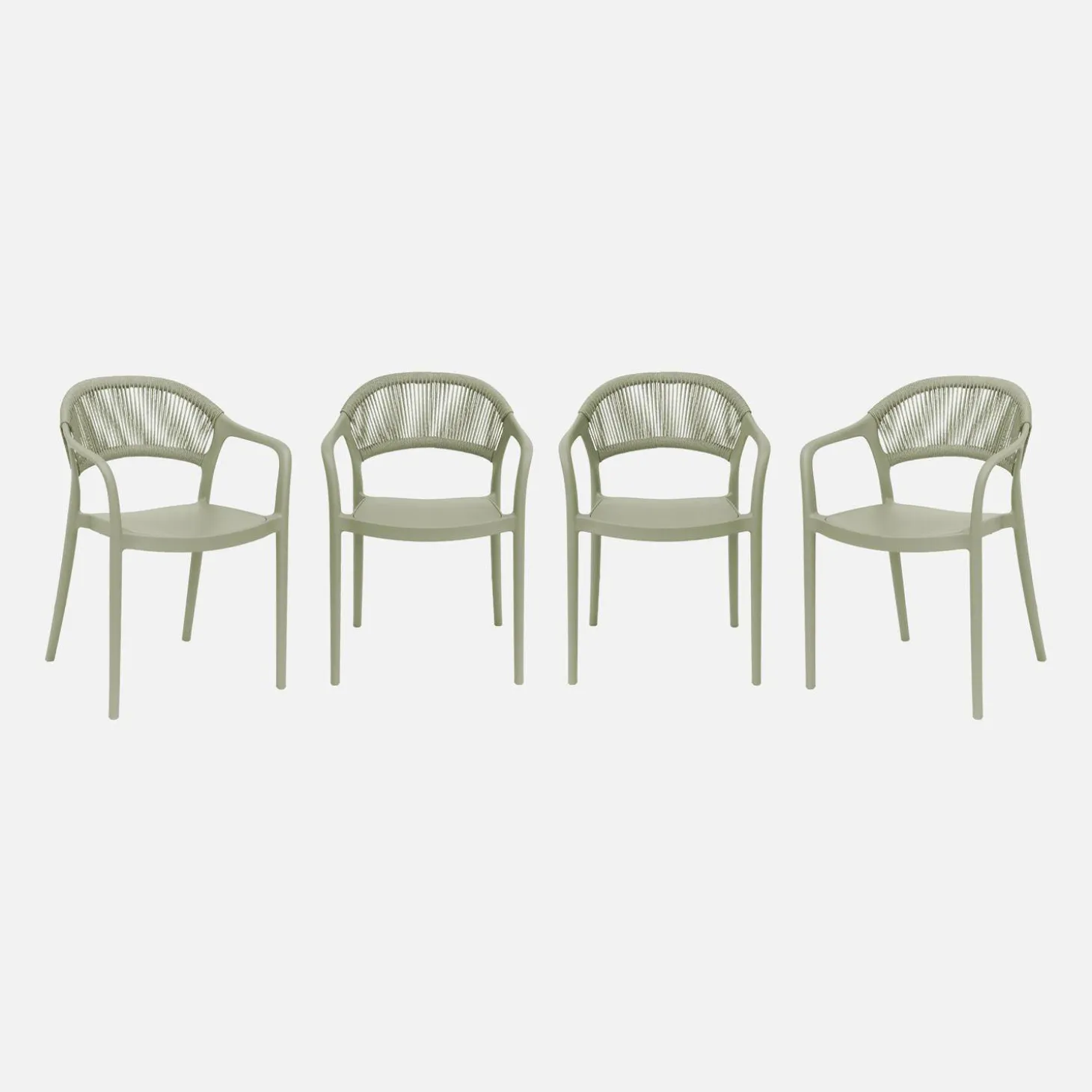 Stapelbare tuinstoelen met touw-effect (set van 4)