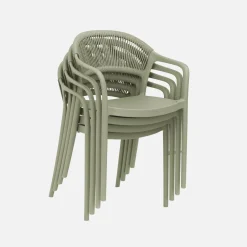 Stapelbare tuinstoelen met touw-effect (set van 4)