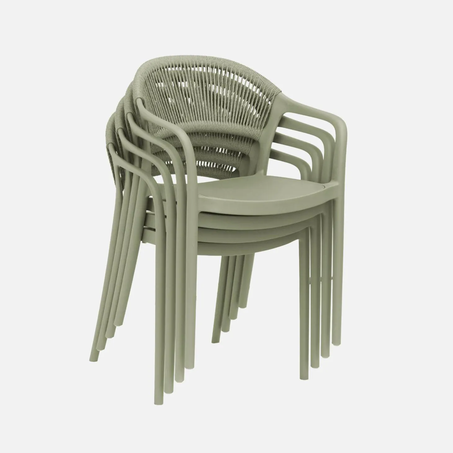 Stapelbare tuinstoelen met touw-effect (set van 4)