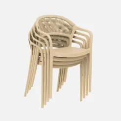 Stapelbare tuinstoelen met touw-effect (set van 4)
