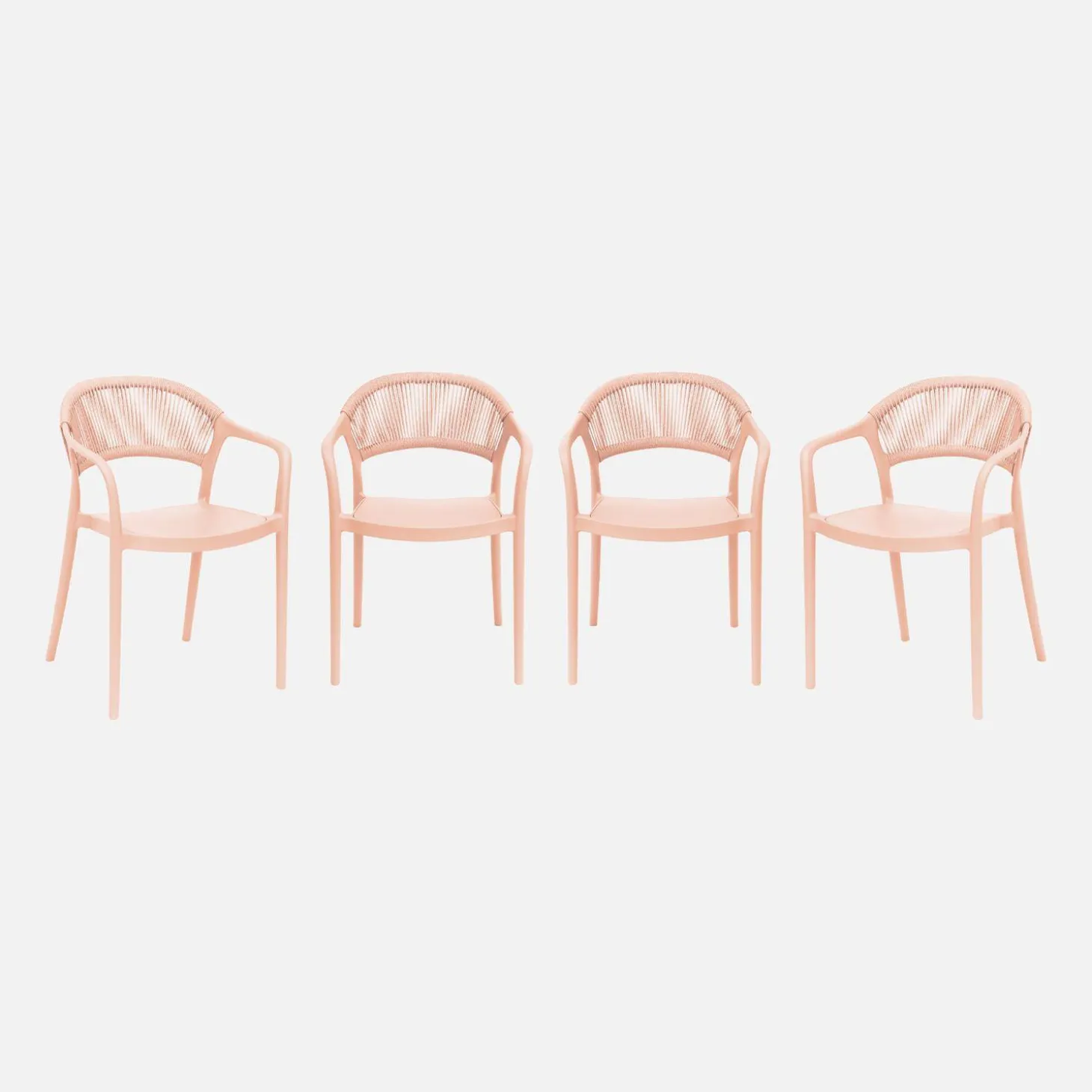 Stapelbare tuinstoelen met touw-effect (set van 4)