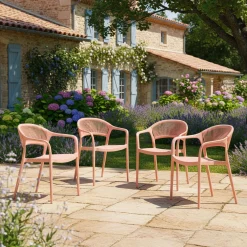 Stapelbare tuinstoelen met touw-effect (set van 4)